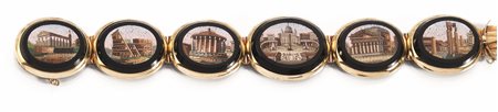 BRACCIALE, FRANCIA, IN ORO GIALLO E MICROMOSAICI realizzato ad una fila di...