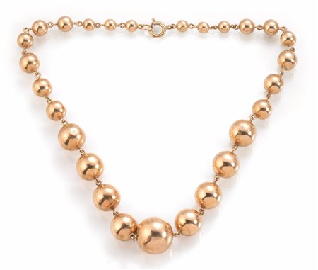 COLLANA IN ORO GIALLO 9 Krealizzata ad una linea di ventisette sfere poste in...