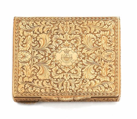 SCATOLA PORTACIPRIA IN ORO GIALLO di forma rettangolare in oro giallo...