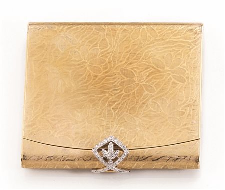 SCATOLA PORTACIPRIA E PORTA ROSSETTO IN ORO GIALLO, ORO BIANCO E DIAMANTIla...