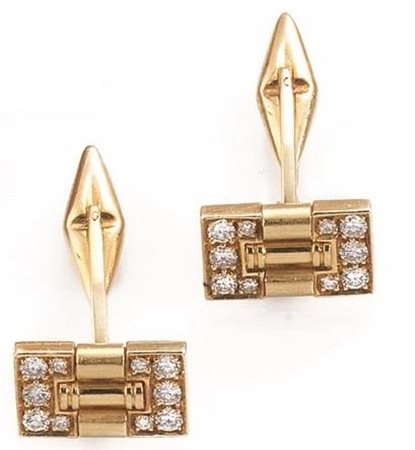 PAIO DI GEMELLI IN ORO GIALLO E DIAMANTIdi forma rettangolare con cornice in...