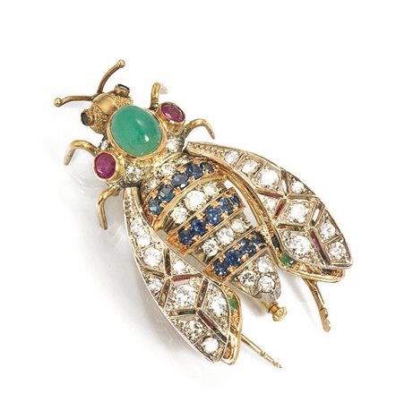 SPILLA IN ORO GIALLO, ORO BIANCO, RUBINI, ZAFFIRI, SMERALDI E...