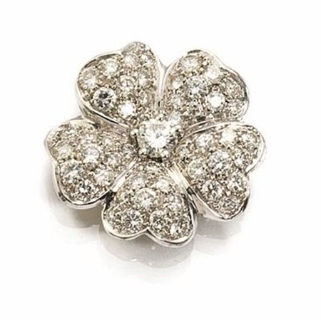 PENDENTE IN ORO BIANCO, ORO GIALLO E DIAMANTImodellato come una corolla in...