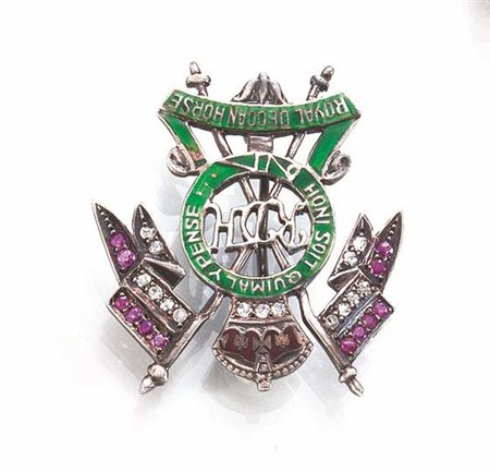SPILLA IN ARGENTO, RUBINI, DIAMANTI E SMALTIdel reggimento militare...