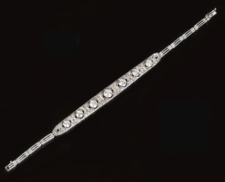 BRACCIALE, ANNI '20, IN PLATINO, ORO BIANCO E DIAMANTIrealizzato a nastro...