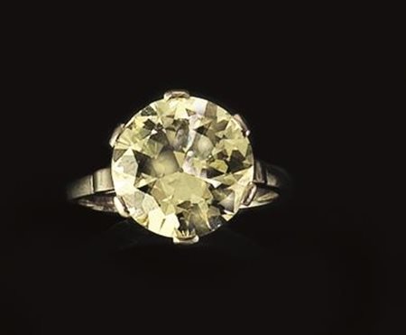 DIAMANTE TAGLIO BRILLANTE CON MONTATURA PER ANELLO IN ORO BIANCO di 5.25 ct,...
