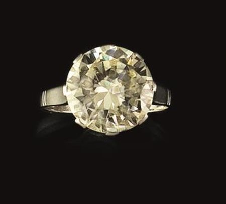 DIAMANTE TAGLIO BRILLANTE CON MONTATURA PER ANELLO IN ORO BIANCO di 5.15 ct,...