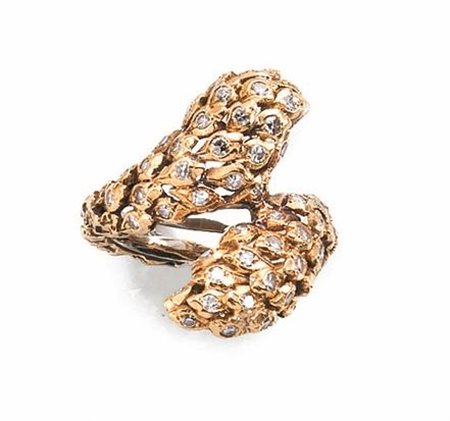 ANELLO, MARIO BUCCELLATI, IN ORO GIALLO E DIAMANTIcon montatura contrarie...