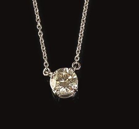 CATENA PUNTO LUCE IN ORO BIANCO E DIAMANTEcon brillante rotondo montato entro...