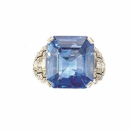 ANELLO, BULGARI, ANNI '30, IN ORO BIANCO, ZAFFIRO E DIAMANTIcon zaffiro...