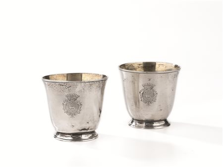 COPPIA DI BICCHIERINI, LOSANNA, META' SECOLO XVIII, ARGENTIERE CHARLES LOUIS...