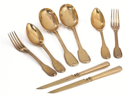 SERVITO DI POSATE DA DOLCE, AUSTRIA-UNGHERIA, SECONDA METÀ SECOLO XIX in...