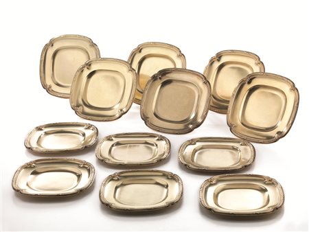 DODICI PIATTINI, FRANCIA, SECONDA META SECOLO XIX di forma rettangolare in...