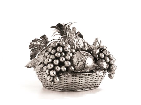 CESTO, SECOLO XXin argento con coperchio reallizzato a frutti a tutto tondo,...