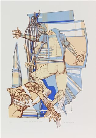 Cremonini Walter Uomini che Tentano di Volare litografia su carta, cm. 70x50,...