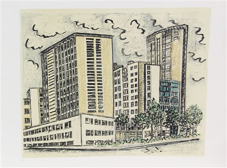 Tamburi Orfeo Milano litografia su carta, cm. 59,5x79,5, es. prova d'autore...