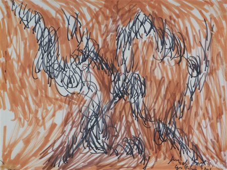 Fazzini Pericle Composizione, 1951 pennarelli su carta applicata su tela, cm....