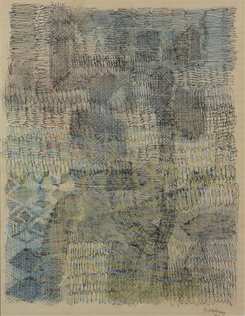 Giordano Eduardo Senza titolo, 1964 tecnica mista su carta, cm. 44x34 firmato...