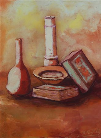 Anonimo Natura Morta olio su tela, cm. 80x59 firma illeggibile in basso a destra