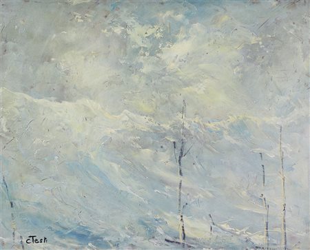 Testi Carlo Paesaggio olio su masonite, cm. 40x50 firmato in basso a sinistra