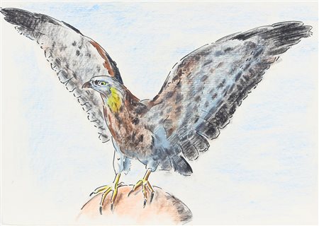 Vagarini Cesare Aquila pastelli e pennarello su carta, cm. 35x50 opera non...