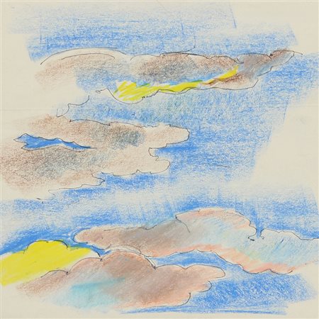 Vagarini Cesare Nuvole china e pastelli su carta, cm. 23,5x23 opera non...