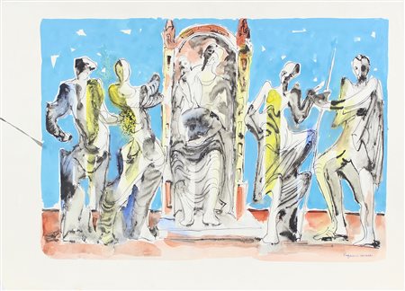 Vagarini Cesare Senza titolo china e inchiostri acquerellati su cartoncino,...