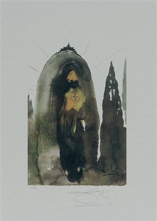 Dalì Salvador Senza titolo litografia su carta, cm. 45x32, es. E.A. firmata...