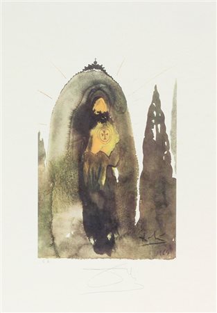 Dalì Salvador Senza titolo litografia su carta, cm. 45x32, es. E.A. firmata...