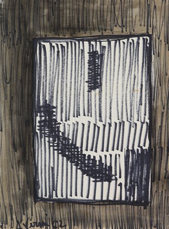 Vermi Arturo Diario, 1962 pennarello e tempera su carta riportata su tela,...