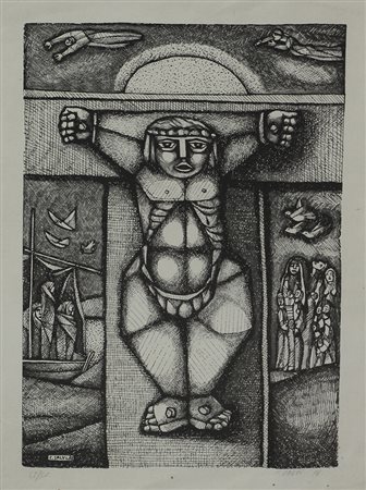 Calvi Cesare Crocefissione, 1978 litografia su carta, cm. 40x30, es. 42/50...
