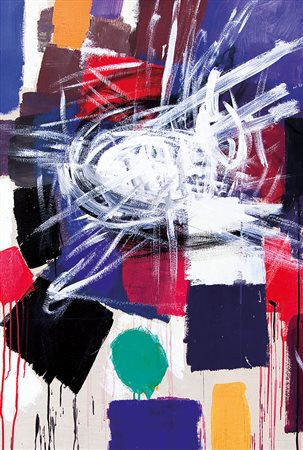 FINZI ENNIO Venezia 1931Senza titolo, 1956olio su faesite cm. 118x80,5; firma...