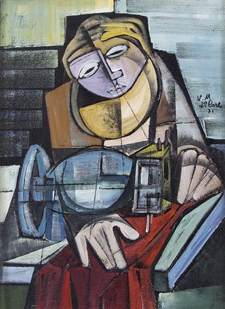DI CARLO VITTORIO MARIA S. Marco in Lamis (Fg) 1939La cucitrice, 1971olio su...