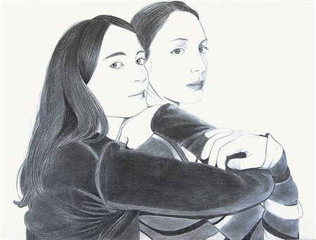 CASTELLI ALBERTO Torino 1970Double, 2000matita su carta cm. 56,5x76,5; firma,...