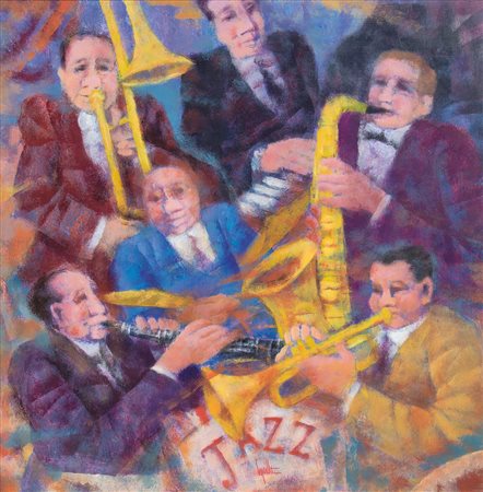 SQUILLANTINI REMO Stia (Ar) 1920 - Firenze 06/08/1996Jazz, 1979olio su tavola...