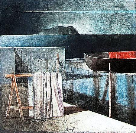 SCUFFI MARCELLO Tizzana (Pt) 1948La Gorgonaolio su tela cm. 30x30, firma in...