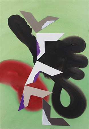 DANGELO SERGIO Milano 1932Srythmesacrilici e applicazioni su tela cm....