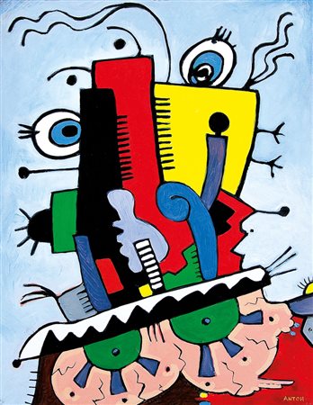 ANTOH (MANSUETO ANTOH) Napoli 1960Frau Merkel, 2012tecnica mista su tela cm....