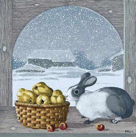 BELLINI ENZO Santa Sofia (Fo) 1932Cade la neve, 1991acrilici su tela cm....