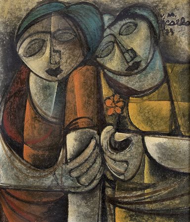 DI CARLO VITTORIO MARIA S. Marco in Lamis (Fg) 1939Le amiche, 1973olio su...