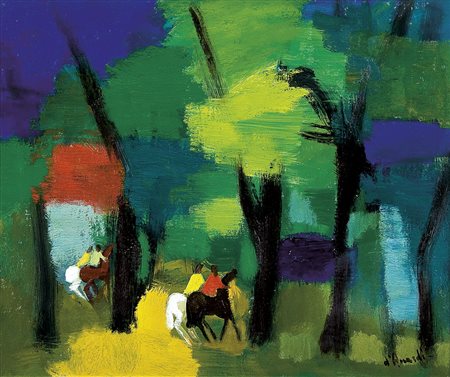 D'ACCARDI GIANRODOLFO Palermo 1906 - Milano 01/09/1993Cavallini nel boscoolio...