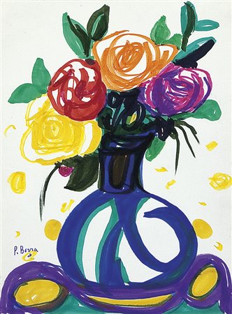 BORRA POMPEO Milano 28/01/1898 - Milano 05/11/1973Vaso di fiori, seconda metà...