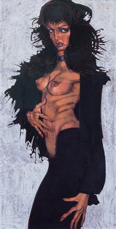 VILLANI ENRICO Vercelli 08/09/1928Senza titolo, 1980olio su tela cm. 120x60,...