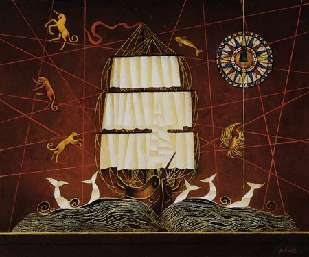 FORTUNATO FRANCO Roma 06/12/1946Libro di marebitume, tempere, olio e sabbia...