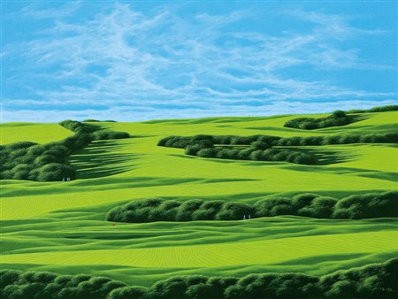 FISSORE DANIELE Savigliano (Cn) 1947Campo da golfolio su tela cm 60x80, firma...