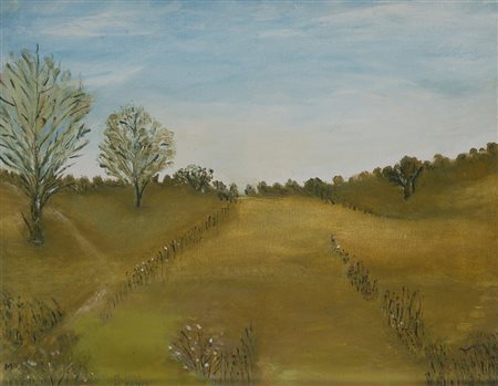 M. Dania 'La collina sopra Aqui Terme' olio su tela (cm 40x50) firmato e...