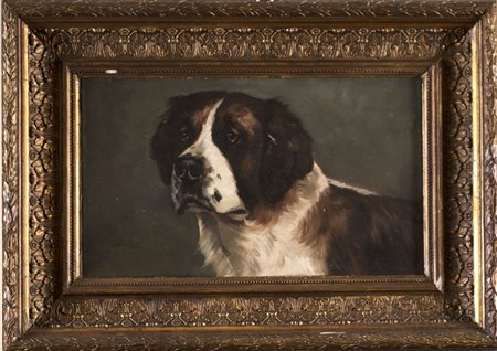Scuola fine sec. XIX 'San Bernardo' olio su tela (cm 28x46) in cornice di...