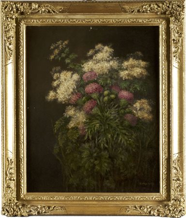 G. Palmer 'Composizione con fiori' olio su tela (cm 44x36) firmato in basso a...