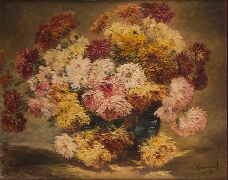 J. Maurice 'Vaso fiorito 1900' olio su tela (cm 74x92) firmato in basso a...