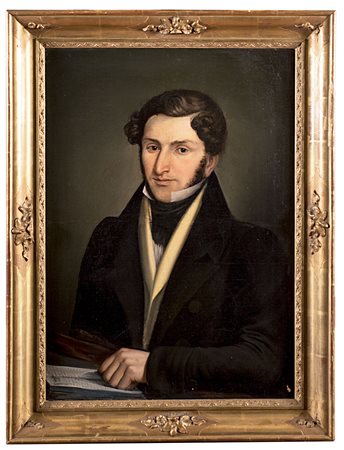 'Ritratto di giovane' olio su tela (cm 63x47) firmato e datato 1830 sul...